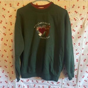 Green Grandma Core Sweater with Heart Design